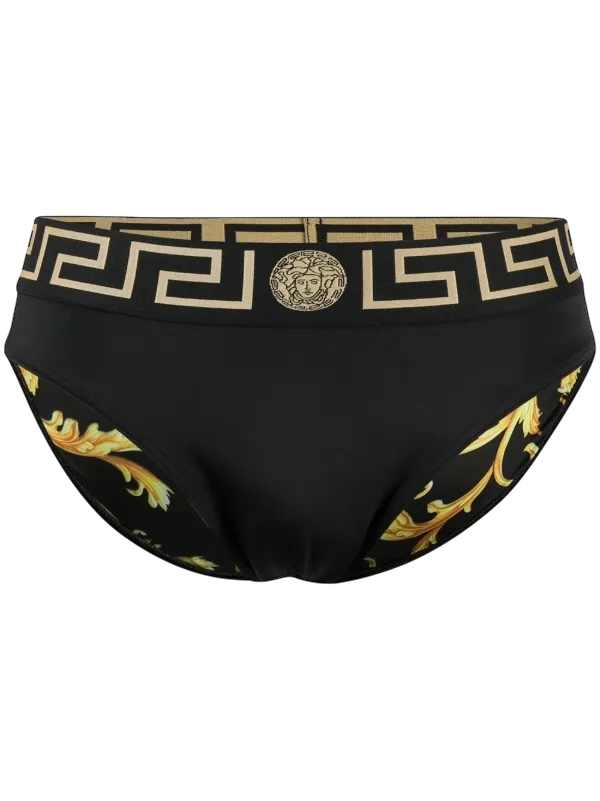Versace Greca Border Swim Briefs in Black