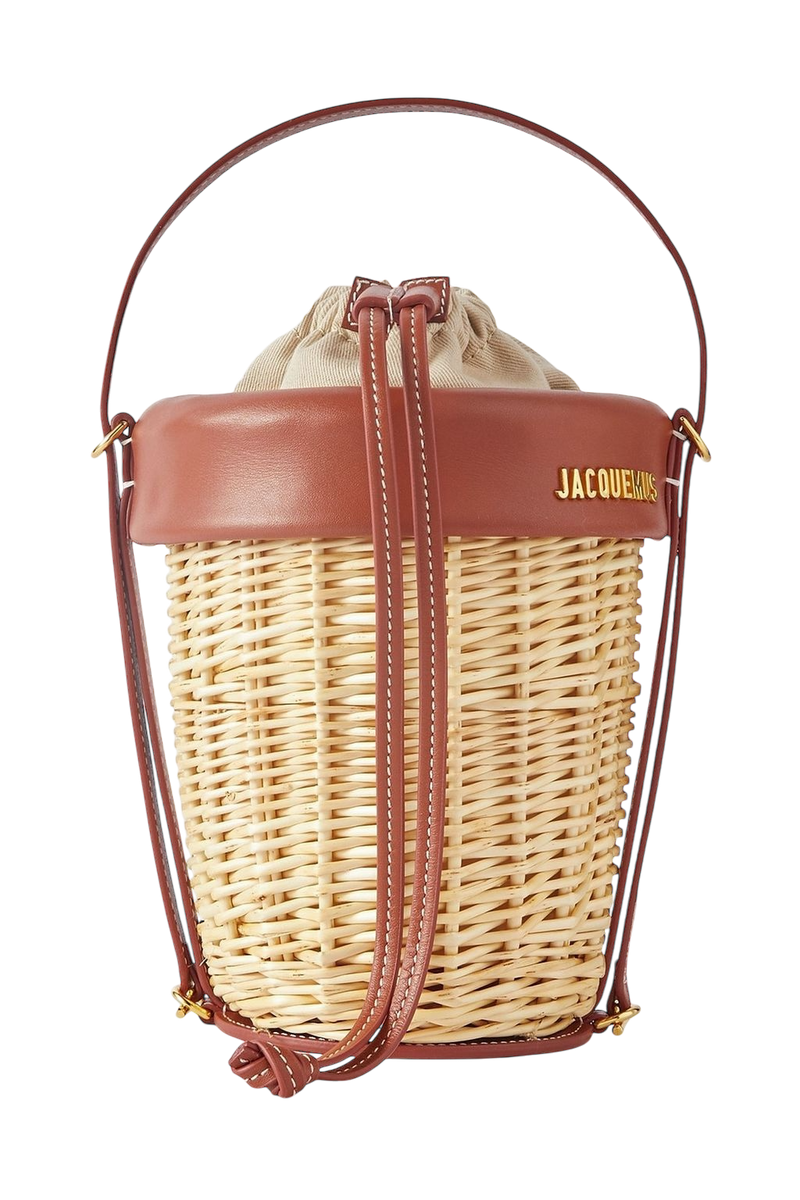 Jacquemus Le Panier leather-trimed raffia bucket bag
