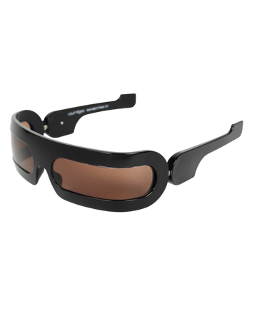 Courrèges 'Racing' CL 1401 Shield Sunglasses — Black