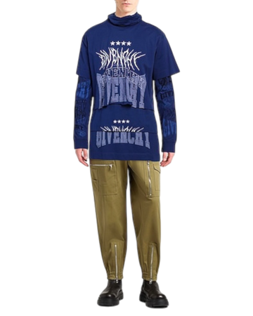 Givenchy Double Layered T-Shirt in Cotton — Blue, Size M