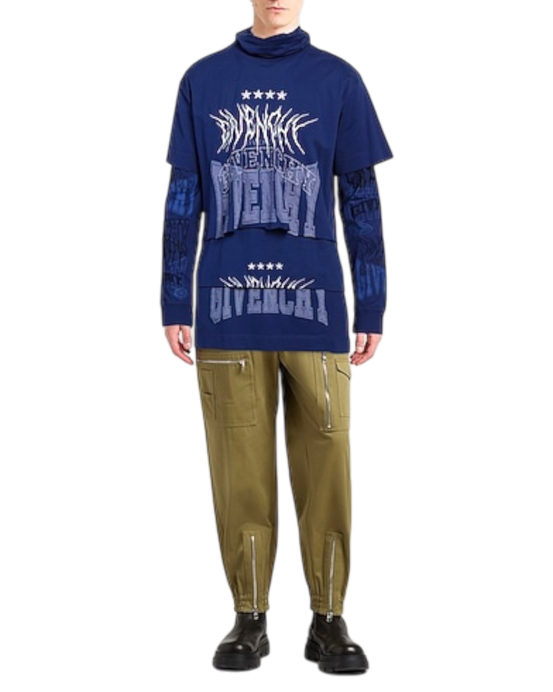Givenchy Double Layered T-Shirt in Cotton — Blue, Size M