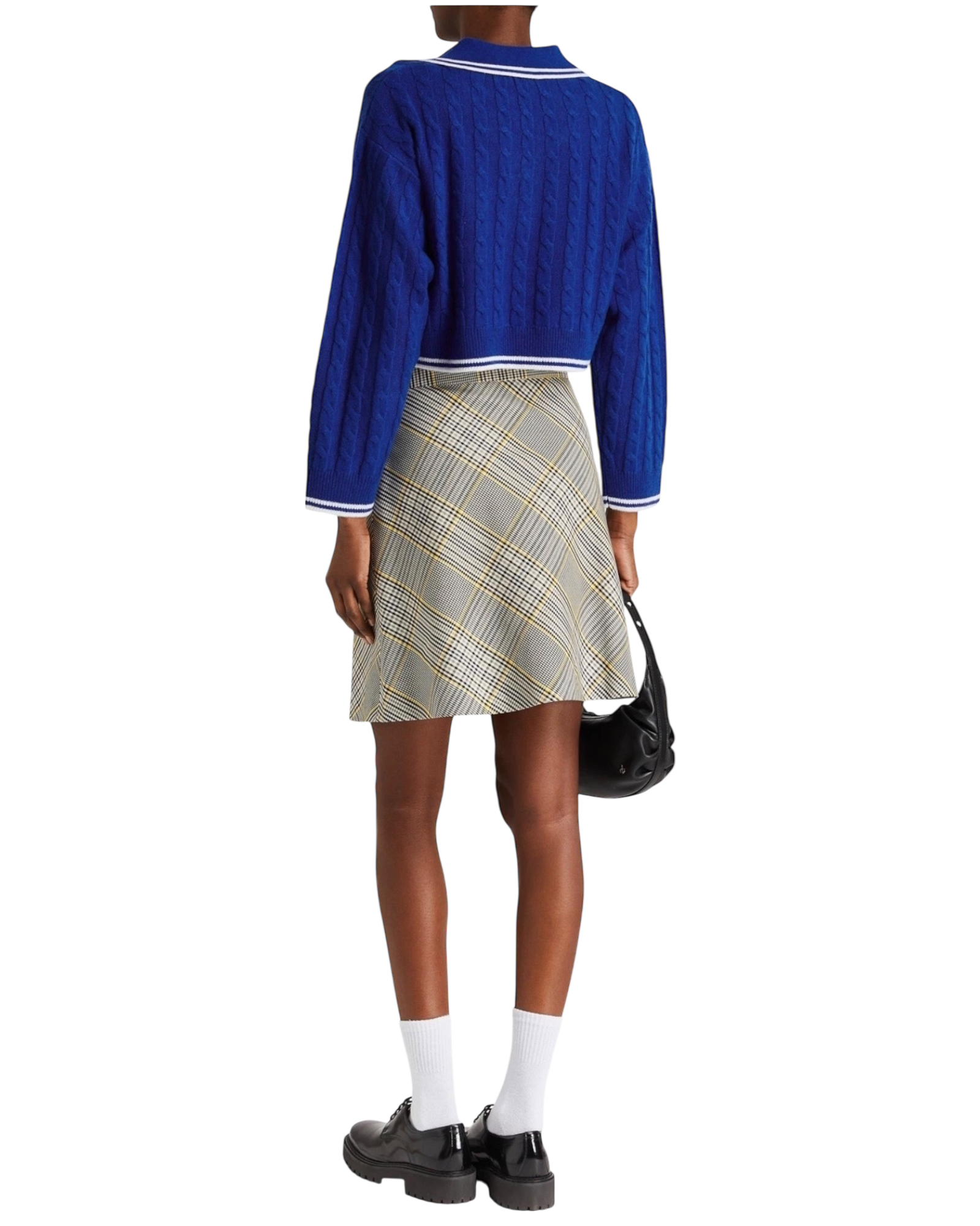 Sandro Sagnat Cable Stitch Polo Sweater in Electric Blue