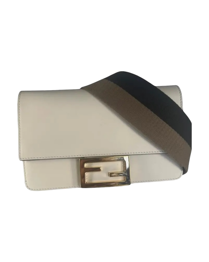 Fendi Flat Baguette in Cream Leather