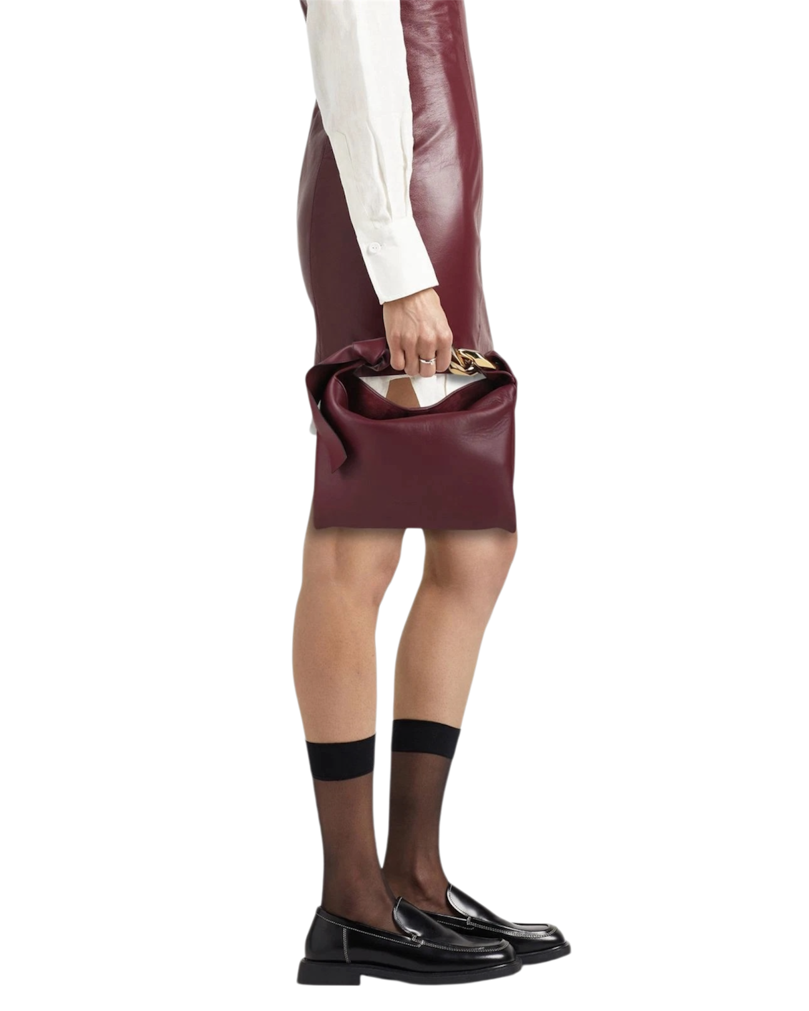 JW Anderson Small Chain Hobo Bag in Burgundy