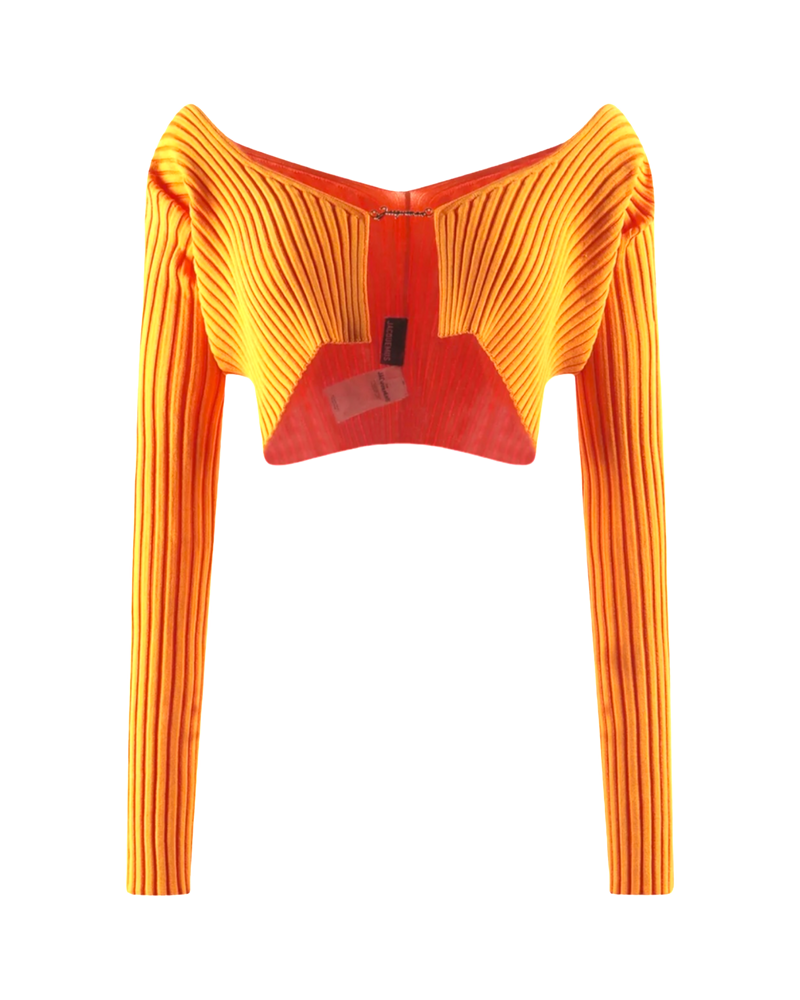Jacquemus Pralú Cropped Sweater in Orange
