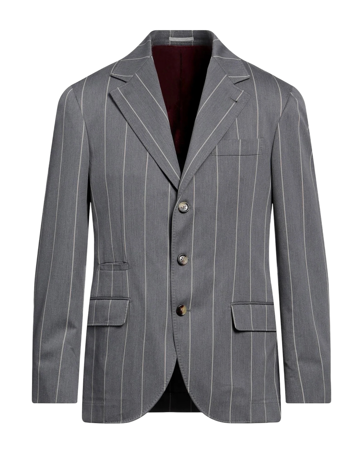 Brunello Cucinelli Wide Chalk Stripe Wool Blend Suit