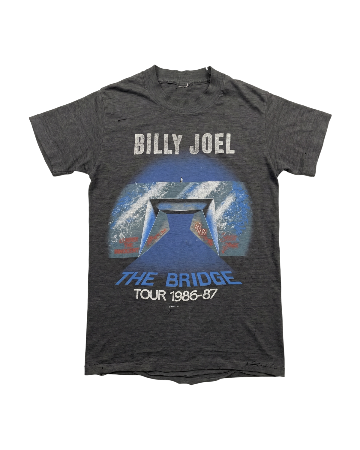 Vintage Billy Joel The Bridge Tour 1986 1987 T-Shirt - Black, XS