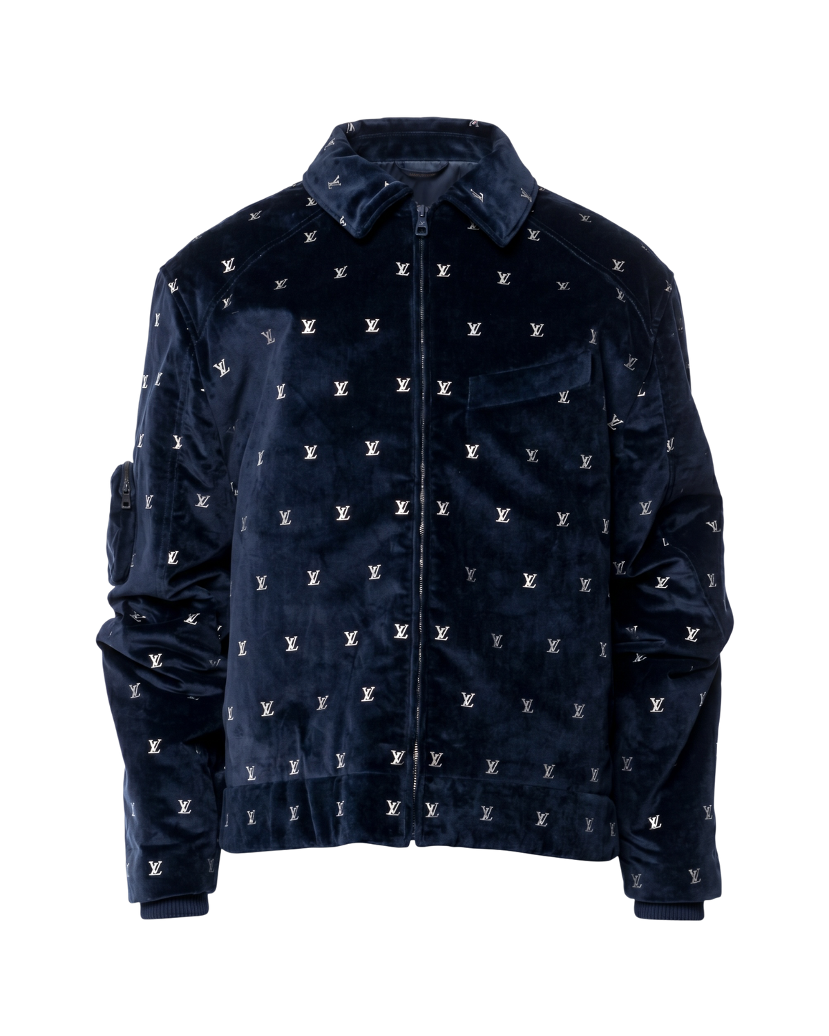 Louis Vuitton SS23 Monogram Velvet Jet Pocket Blouson — Navy, Size 48