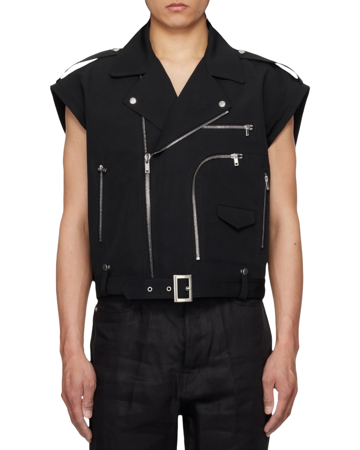 Rick Owens Cropped Jumbo Bauhaus Stooges Vest — Black