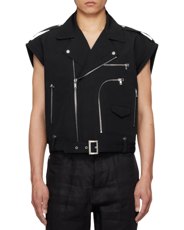 Rick Owens Cropped Jumbo Bauhaus Stooges Vest — Black