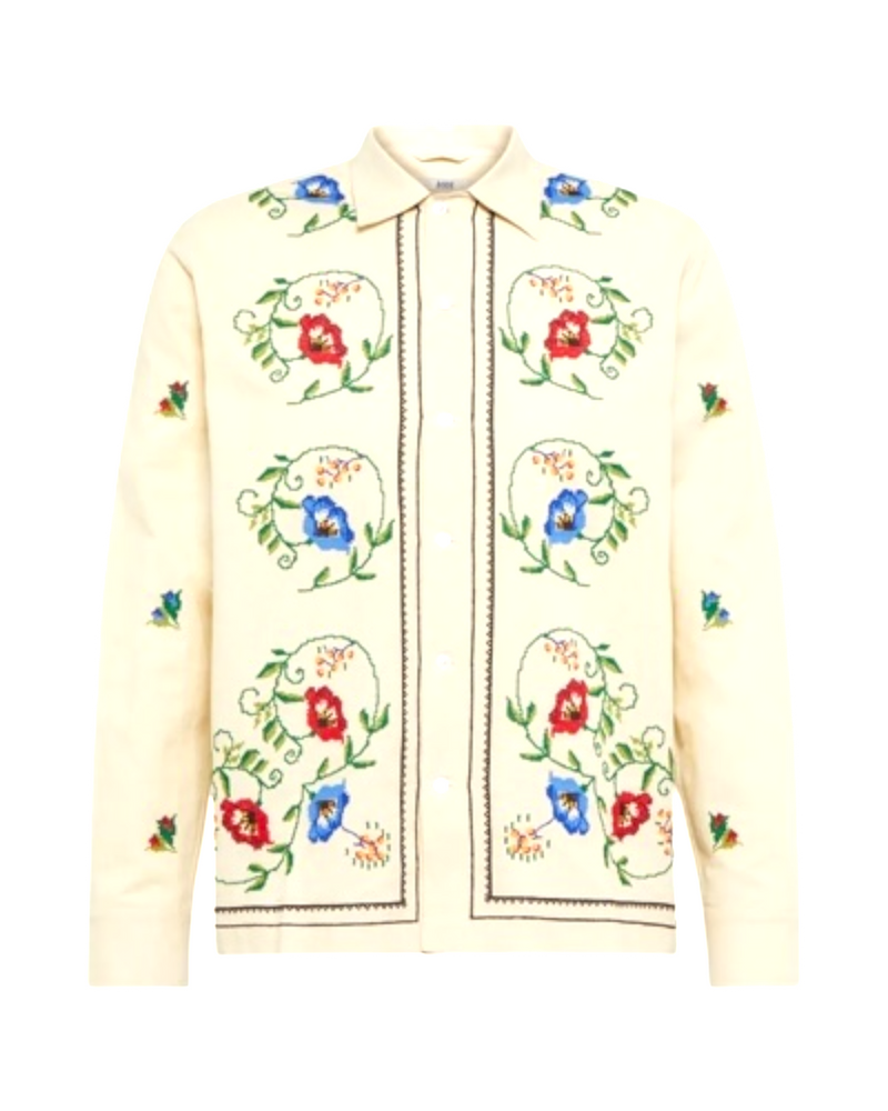Bode Off-White Embroidered Morning Glory Shirt