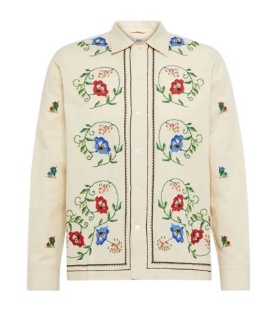 Bode Off-White Embroidered Morning Glory Shirt