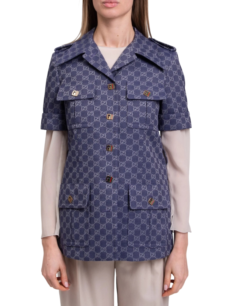 Gucci Interlocking GG Canvas Jacket Dress in Blue
