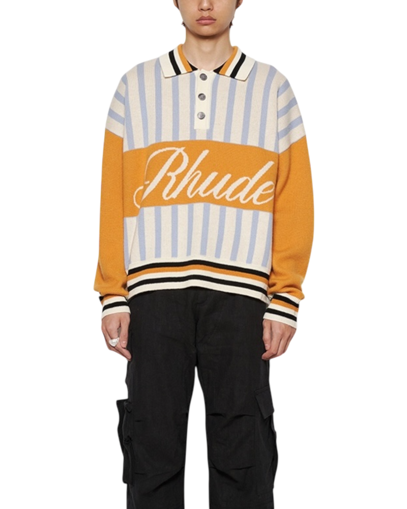 Rhude Amber Knit Rugby Polo Shirt