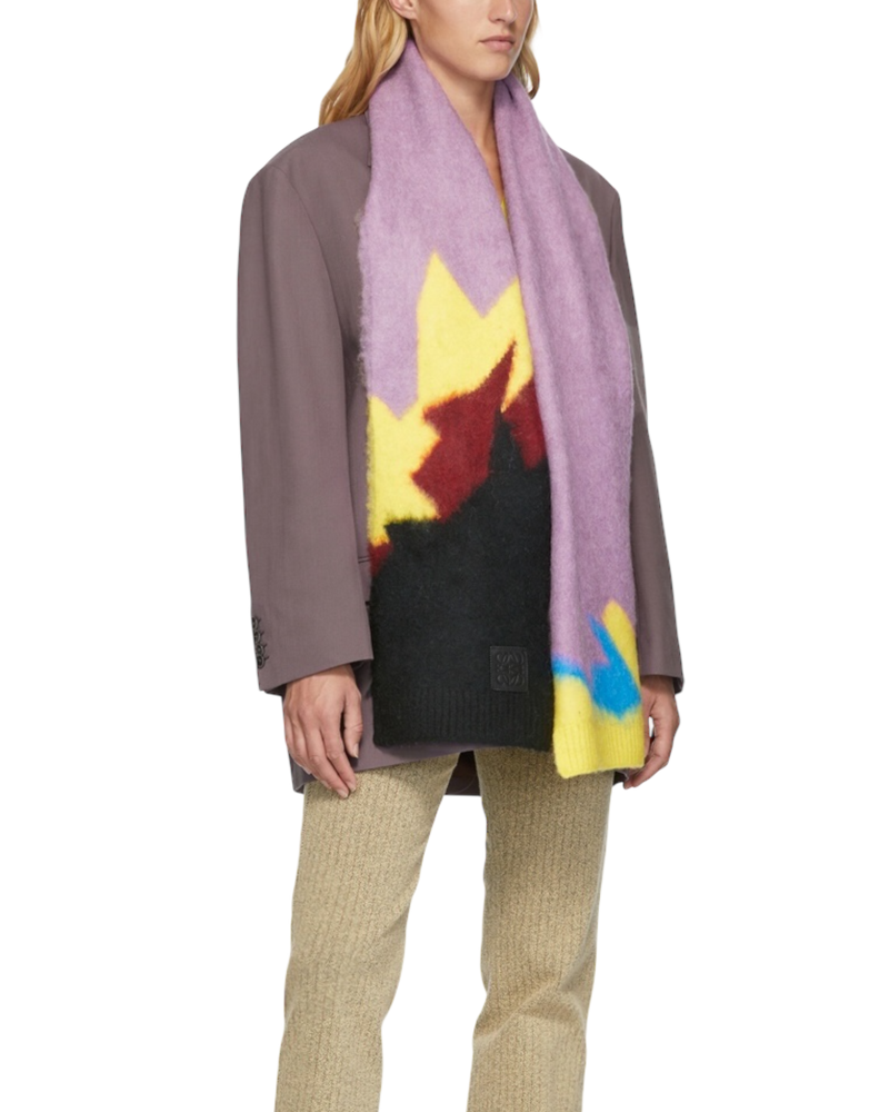 Loewe Multicolored Intarsia Pattern Scarf