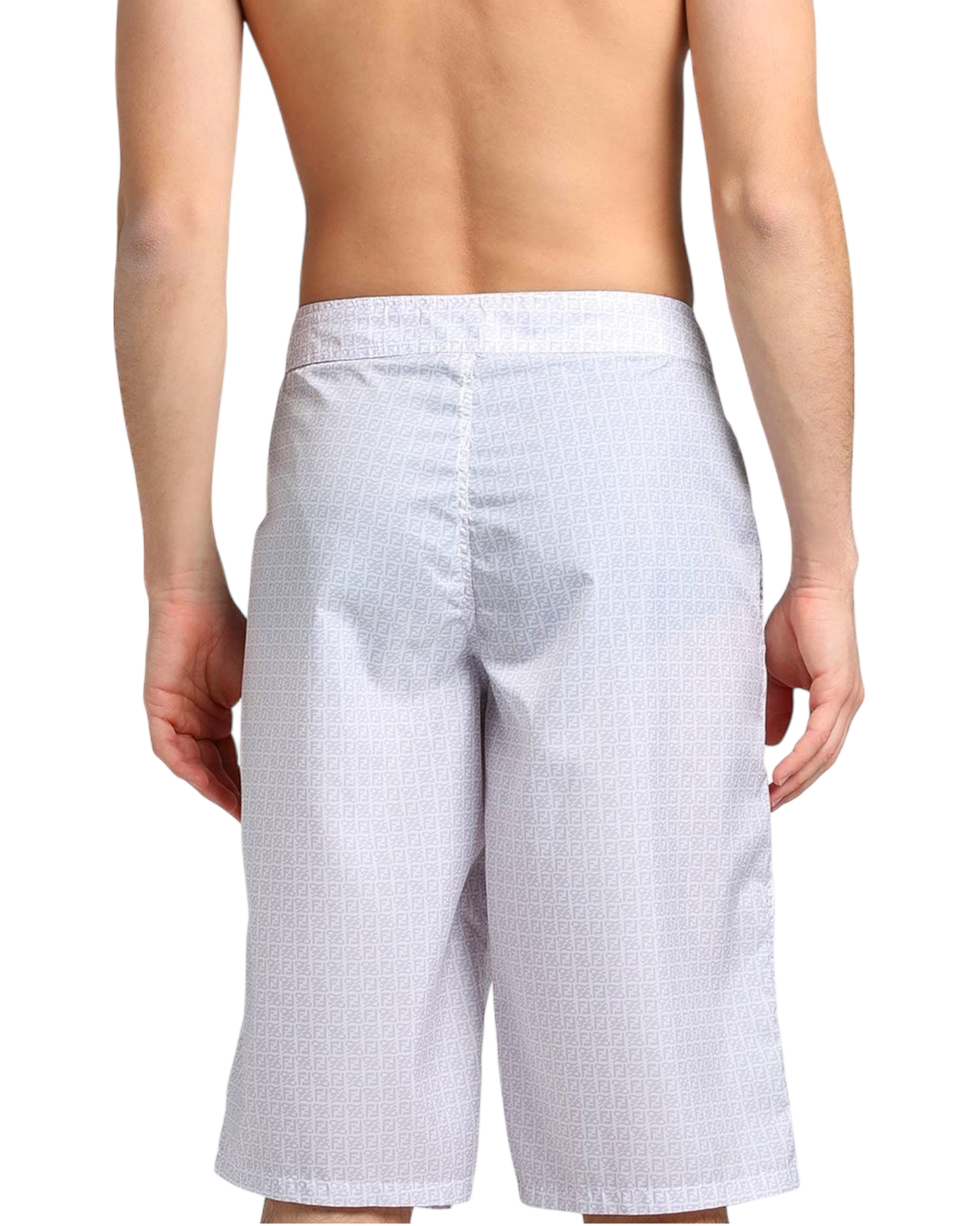 Fendi Roma Brown & White FF Logo Swim Shorts