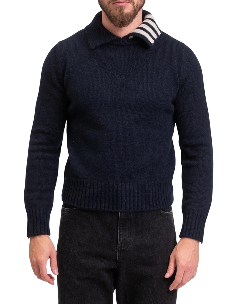 Thom Browne 4-Bar Polo Jumper in Navy