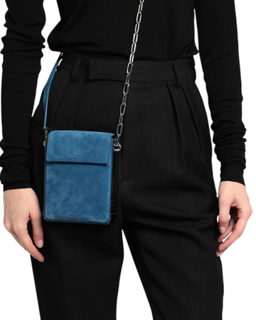 Mugler Suede Leather Crossbody Bag in Blue