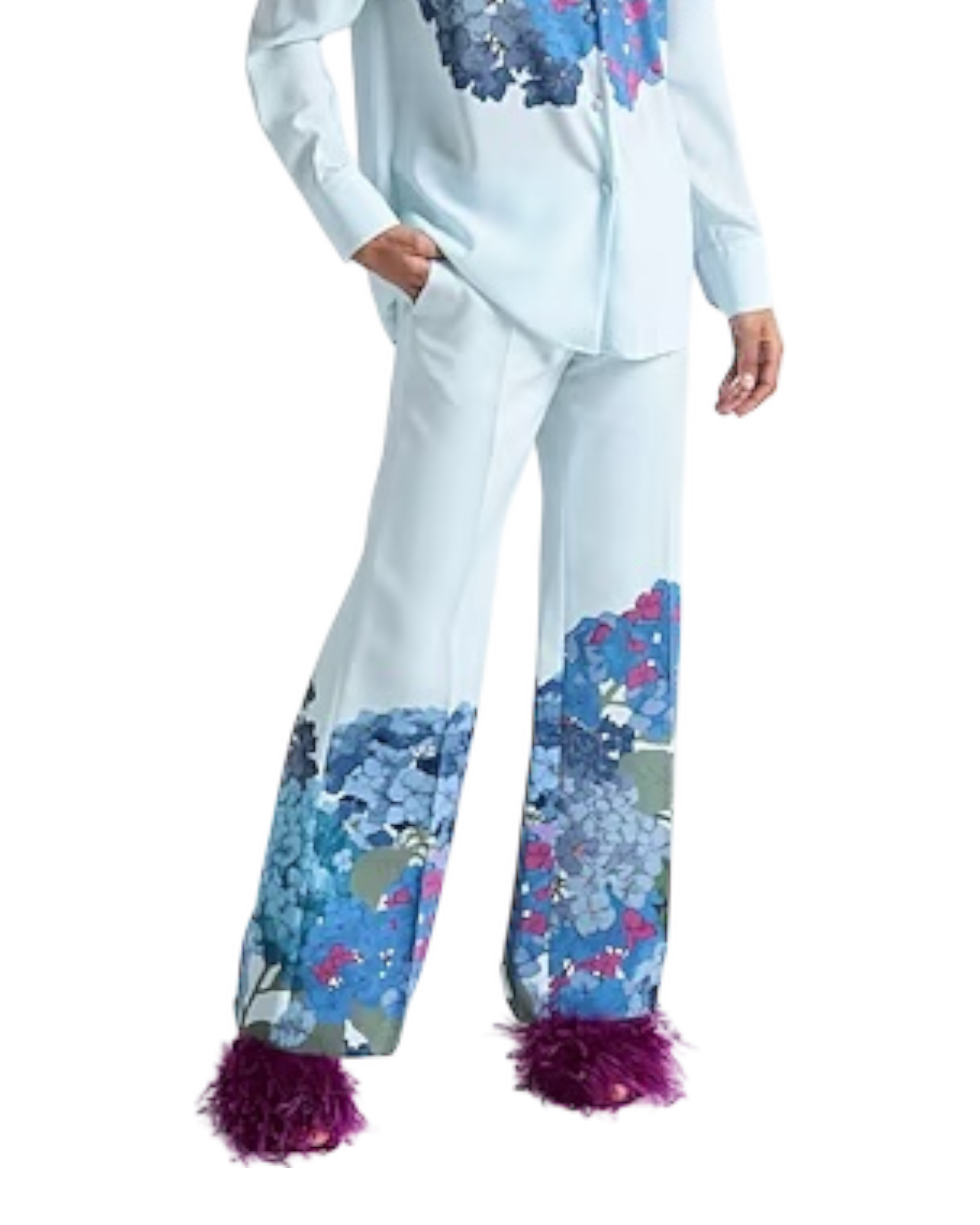 Valentino Macro Ortensia Printed Silk Flared Pants