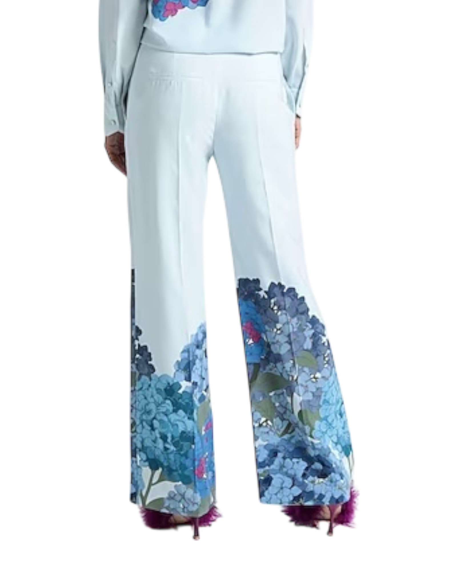 Valentino Macro Ortensia Printed Silk Flared Pants