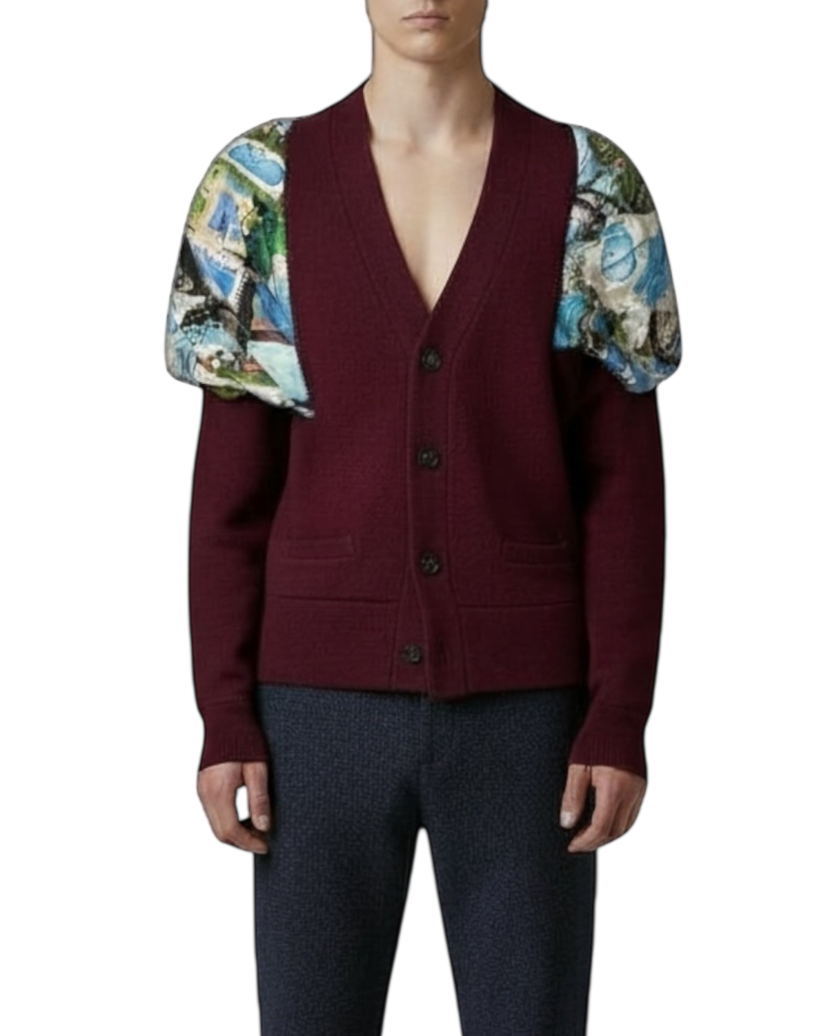 Maison Margiela Wool Scarf Distressed Cardigan