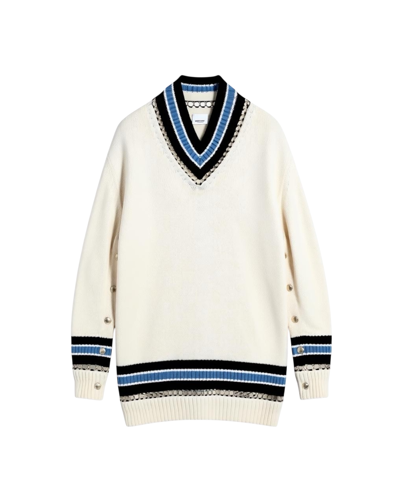 Burberry Ring Chain Button Embellished Twill Knit Sweater