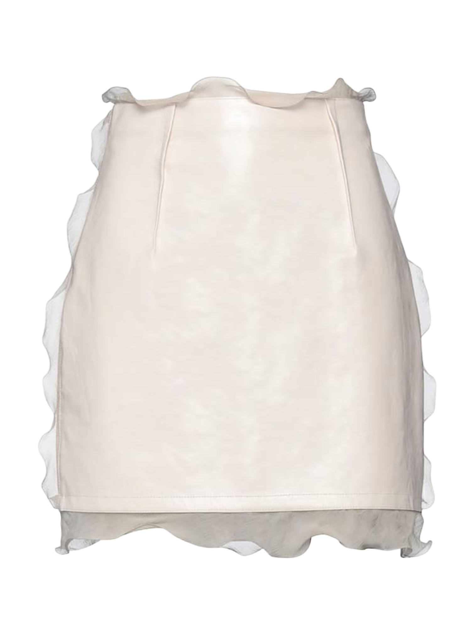 Fendi Leather Mini Skirt With Organza Silk Ruffled Edges
