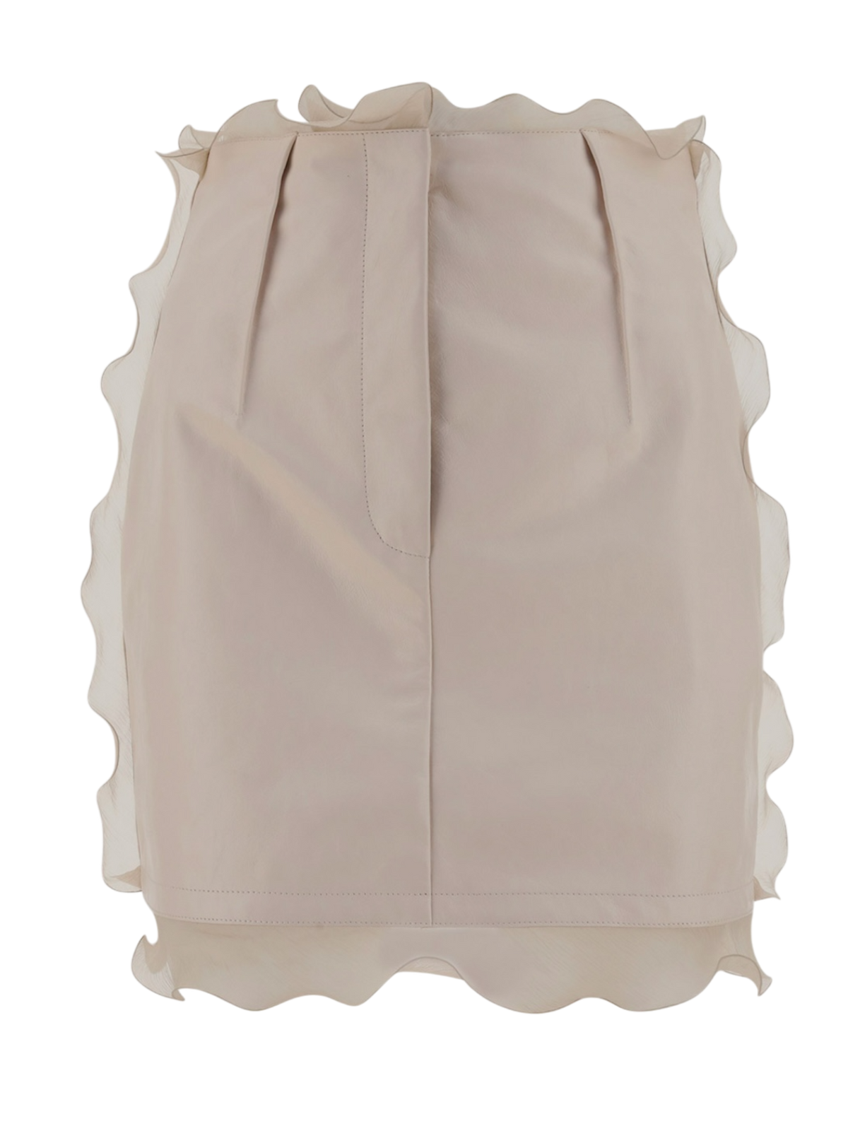 Fendi Leather Mini Skirt With Organza Silk Ruffled Edges