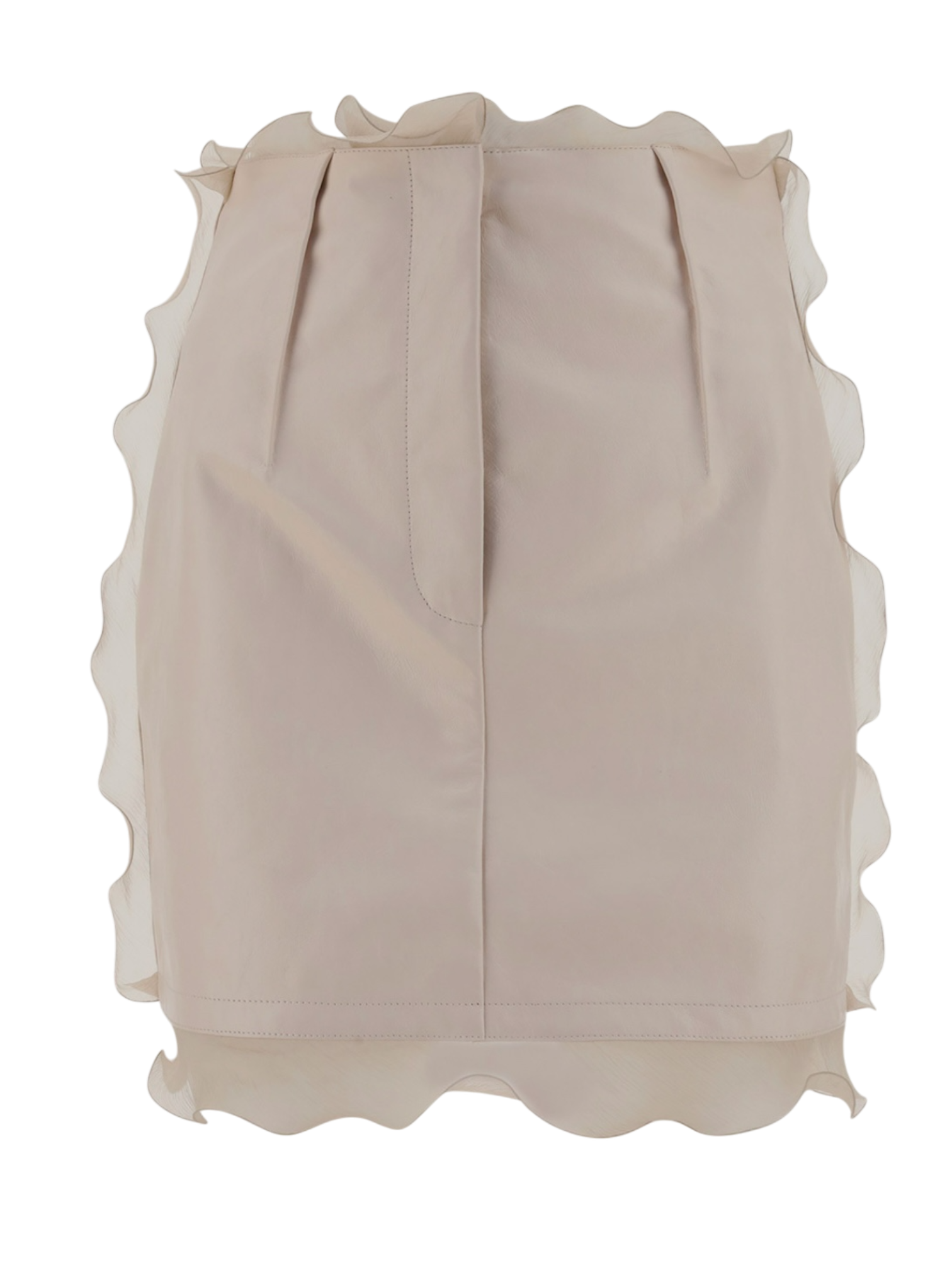 Fendi Leather Mini Skirt With Organza Silk Ruffled Edges