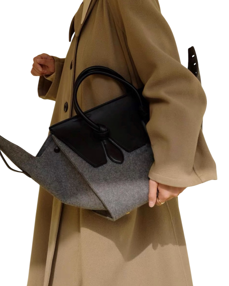 Celine Tie Bag in Felt & Calfskin Leather