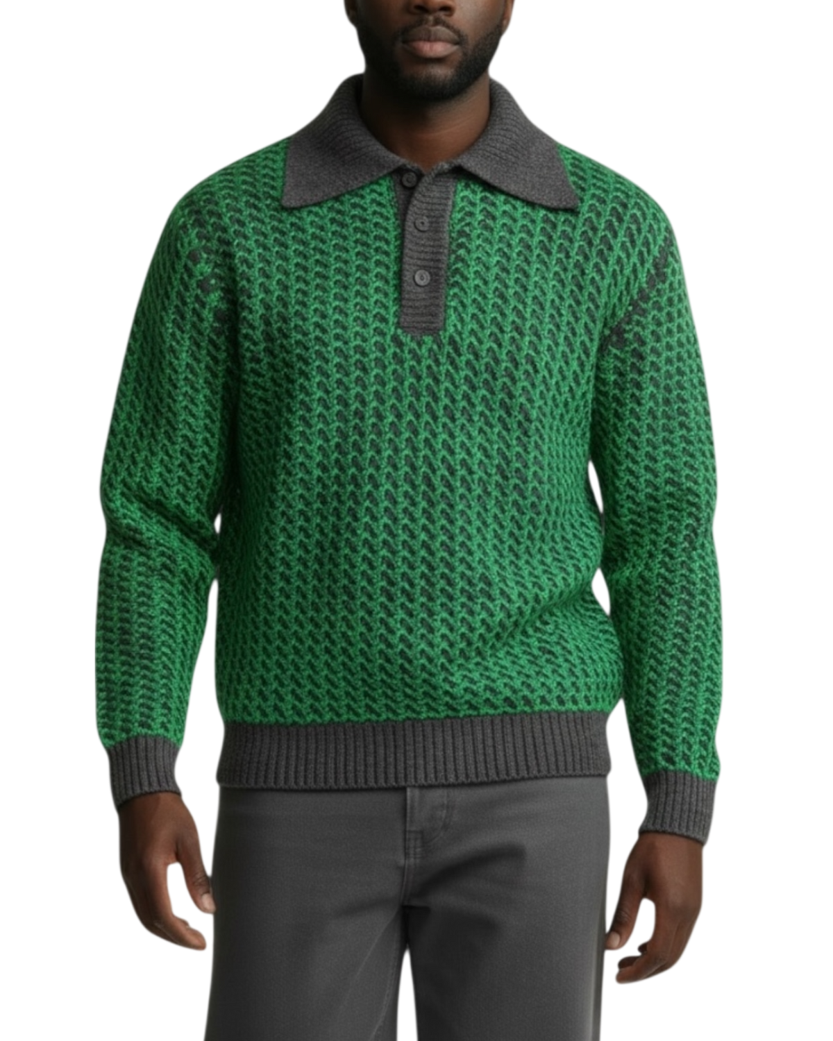 Bottega Veneta Contrast Weave Polo Sweater