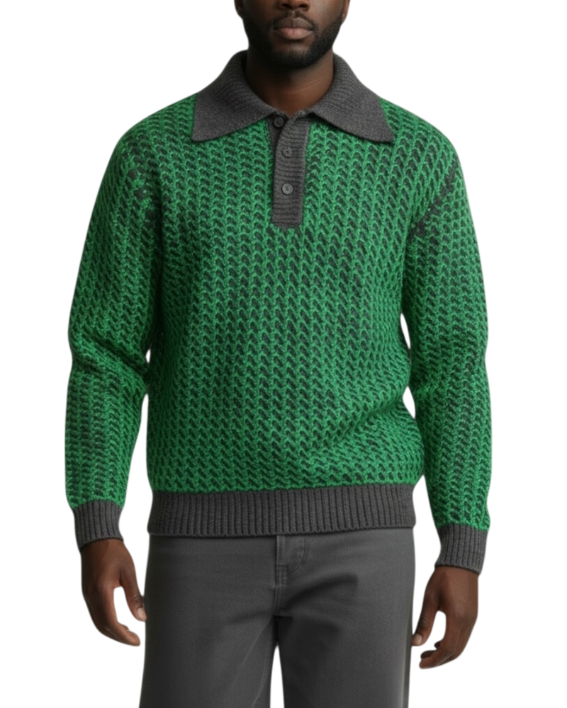 Bottega Veneta Contrast Weave Polo Sweater