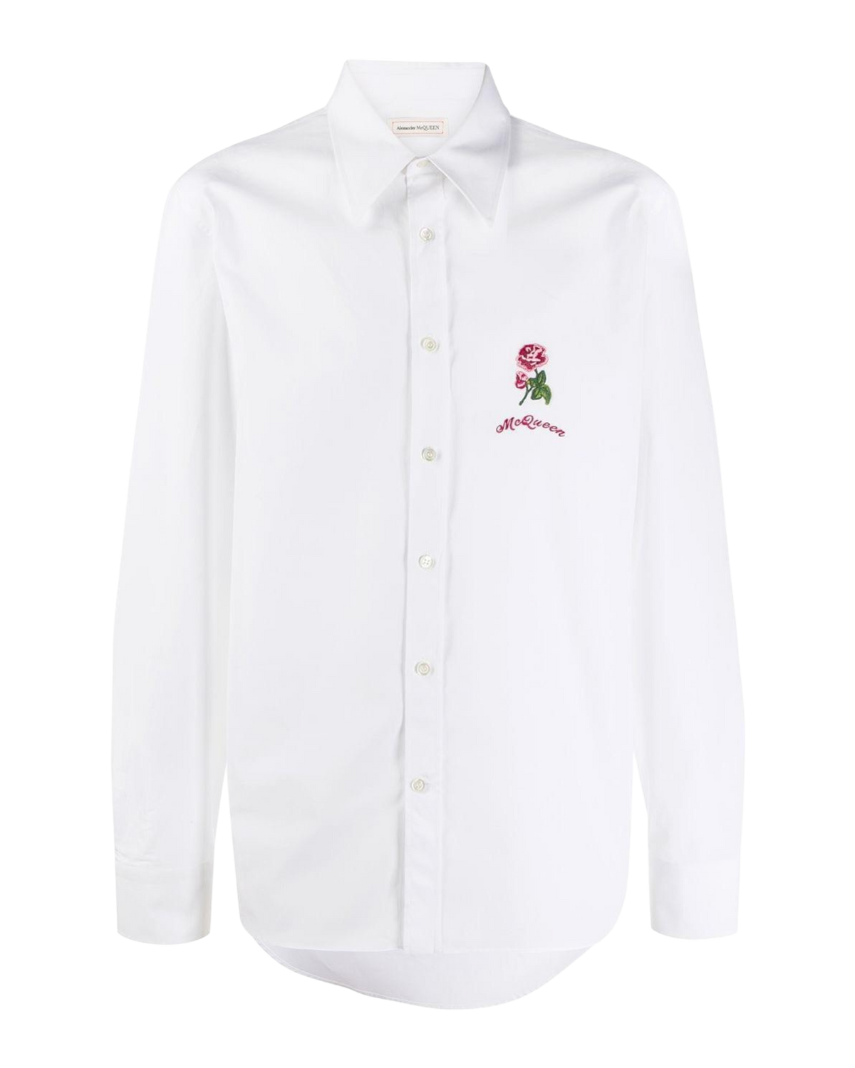 Alexander McQueen Rose Embroidered Cotton Shirt