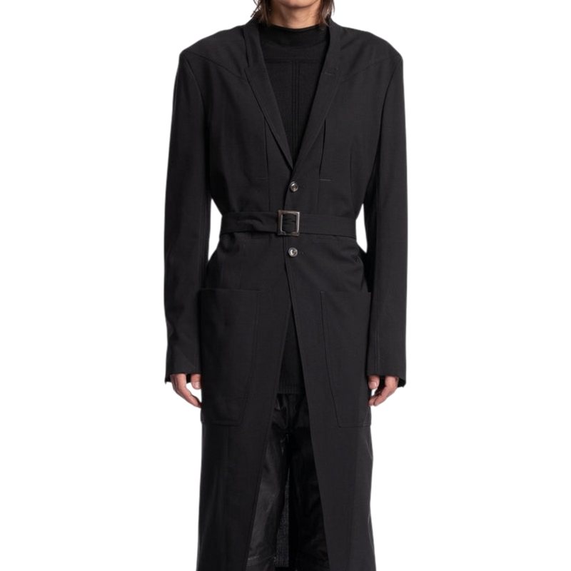 Rick Owens Fogpocket Lido Woven Coat — Black, IT54/US44