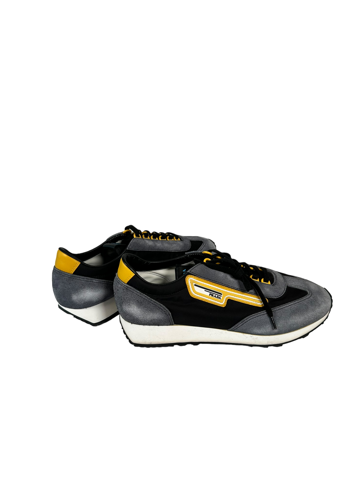 PRADA SNEAKERS IN CONTRAST GREY LEATHER