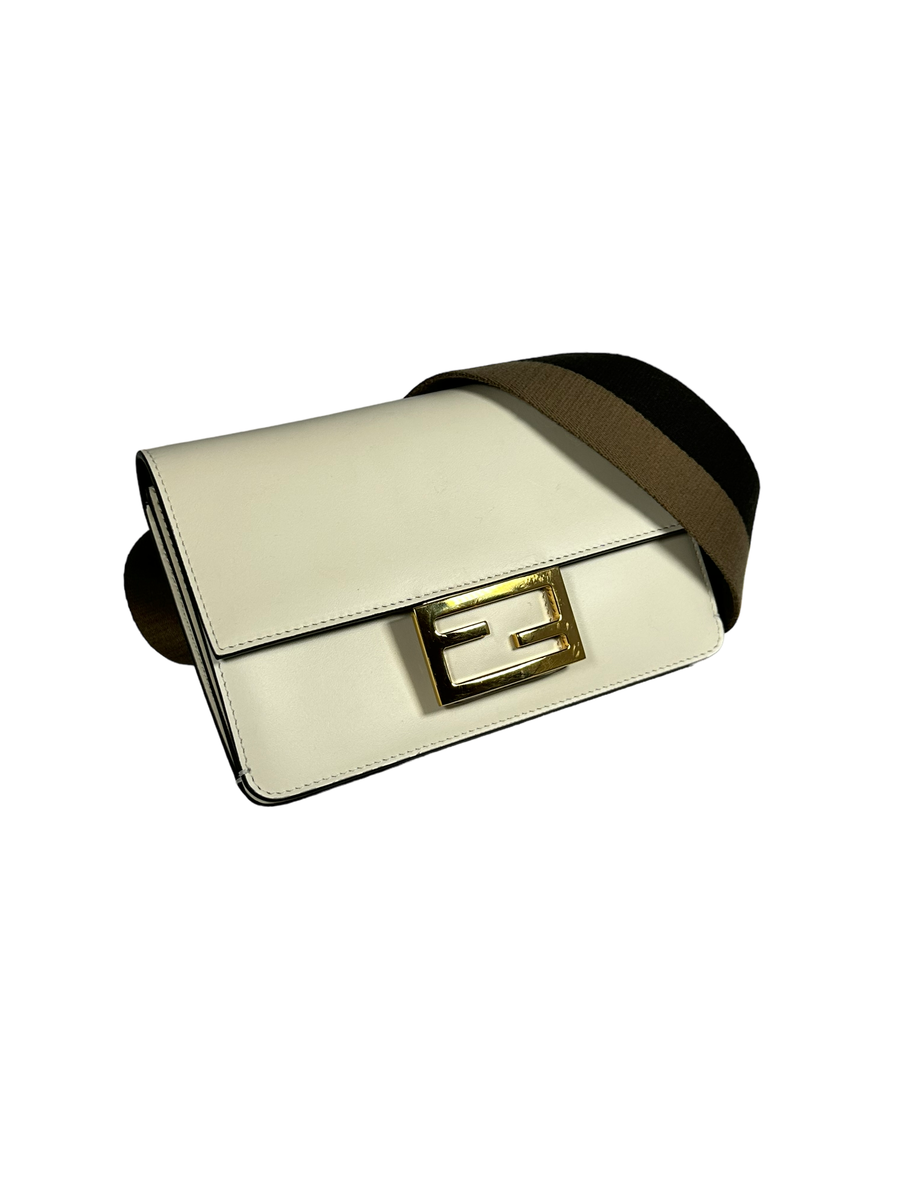 Fendi Flat Baguette in Cream Leather