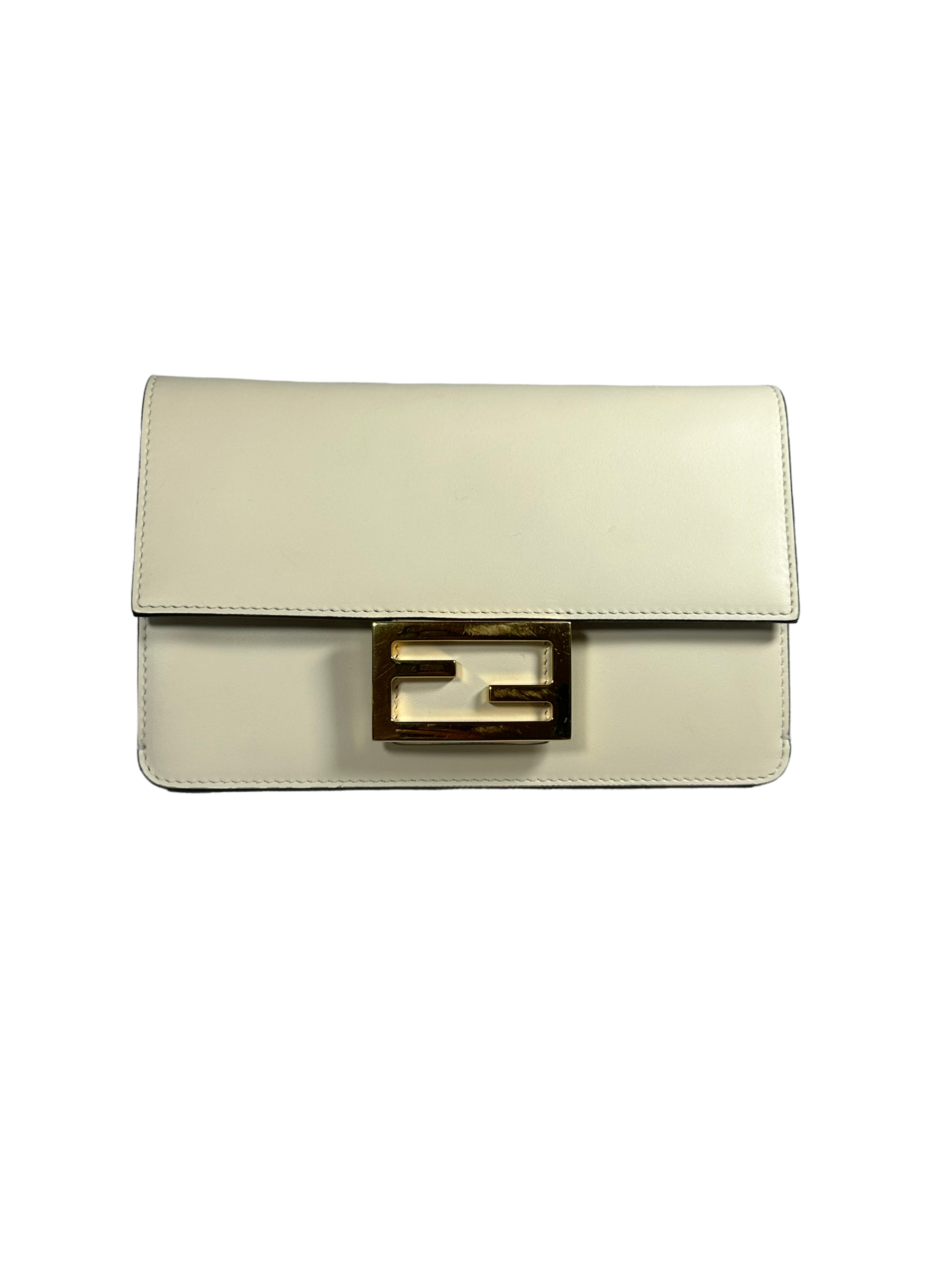 Fendi Flat Baguette in Cream Leather