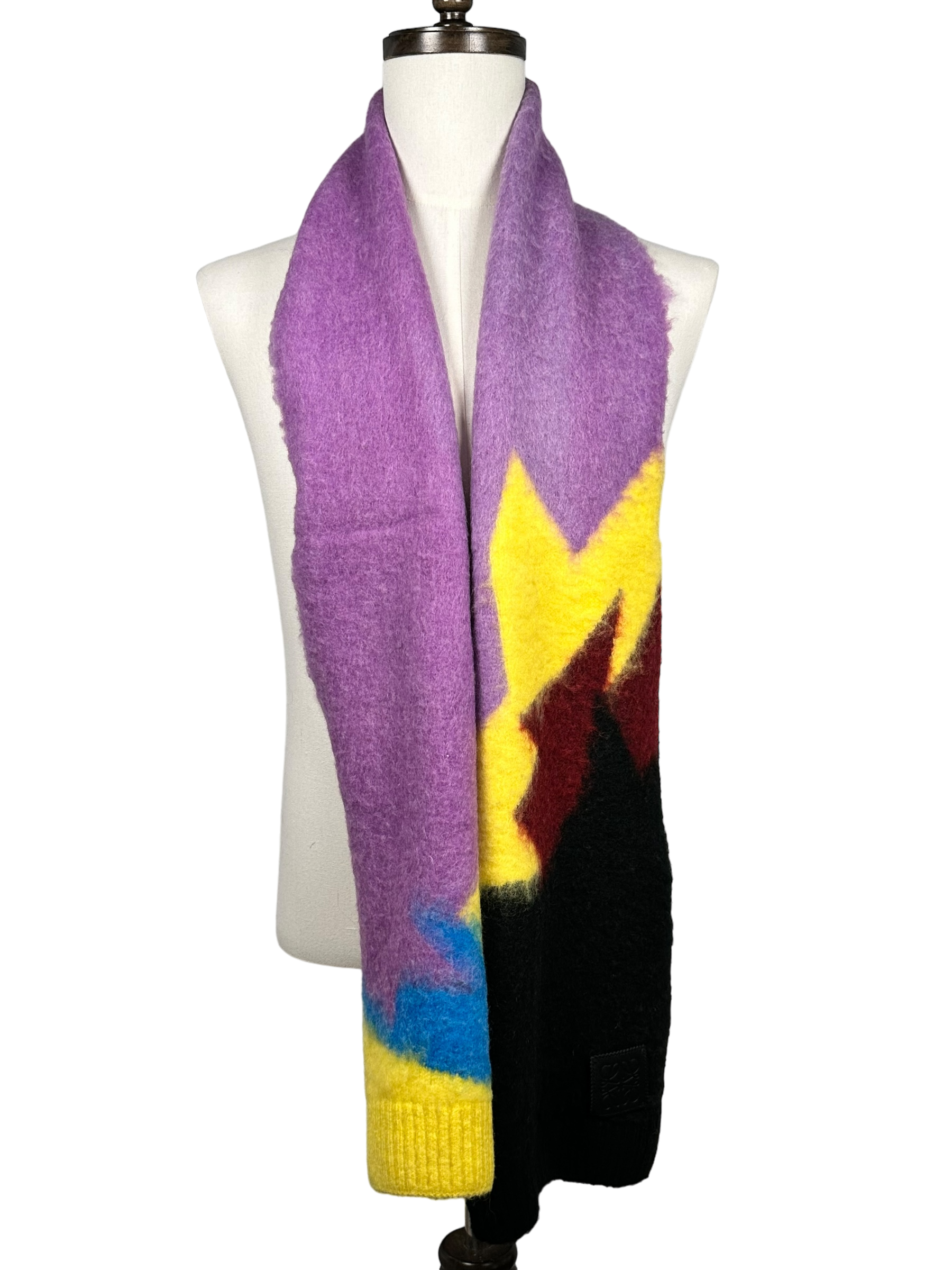 LOEWE MULTICOLORED INTARSIA PATTERN SCARF