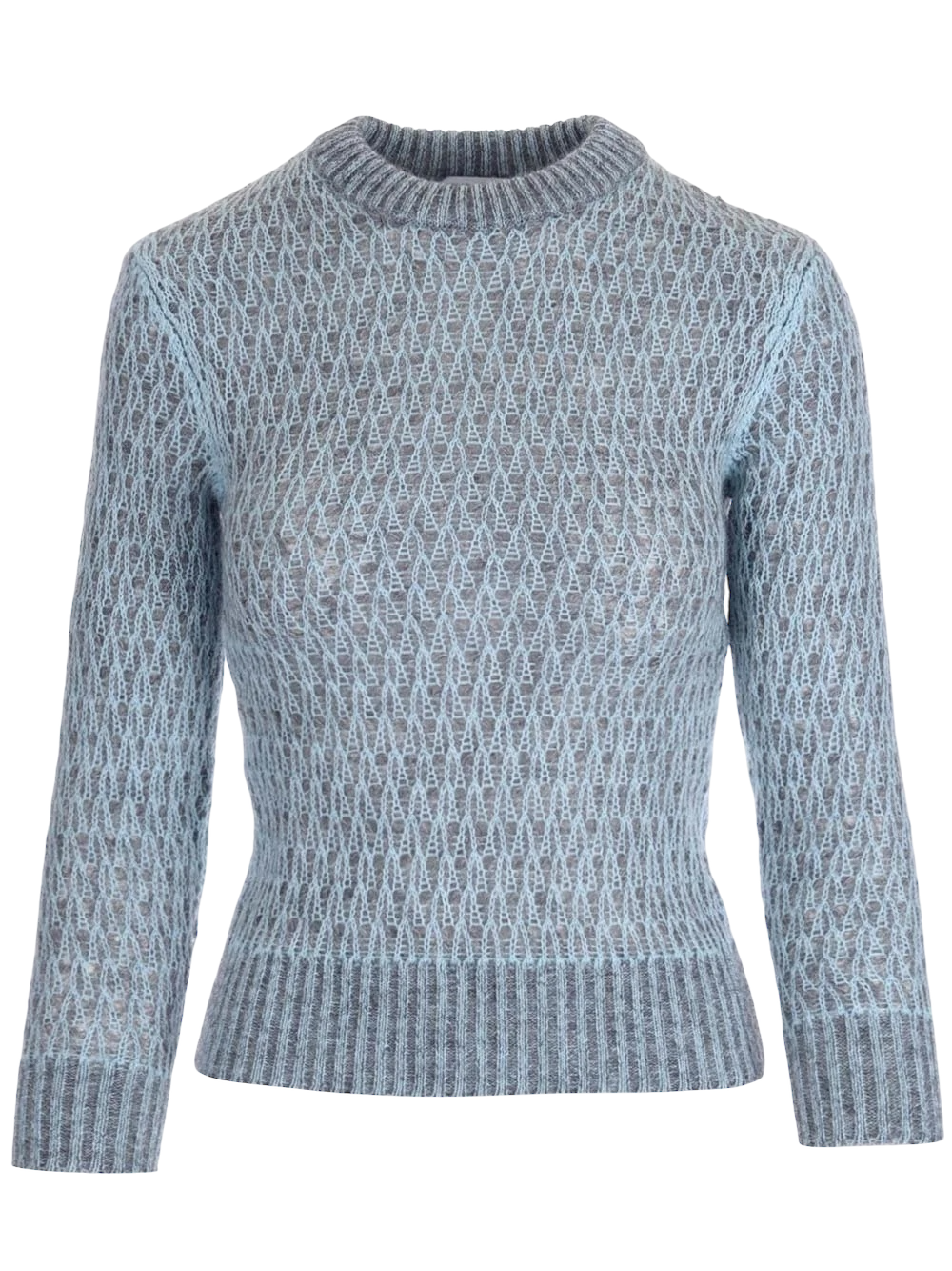 Bottega Veneta Crewneck Ribbed Jumper in Blue and Grey