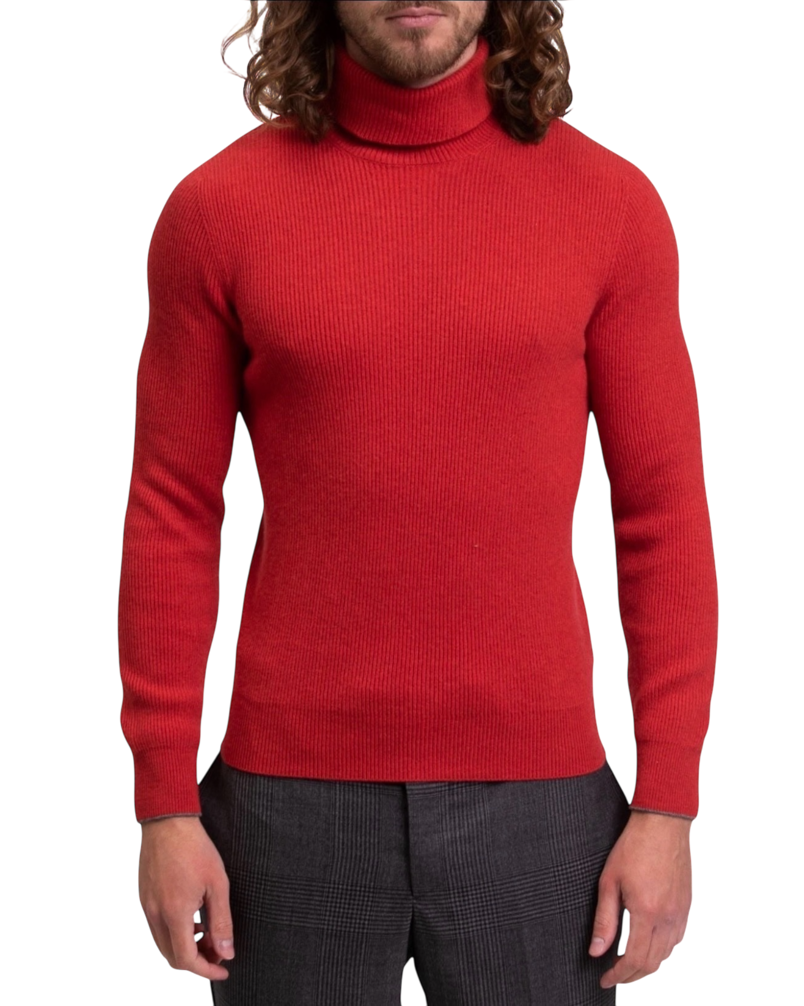 Brunello Cashmere Mouline Turtleneck Jumper in Dark Red