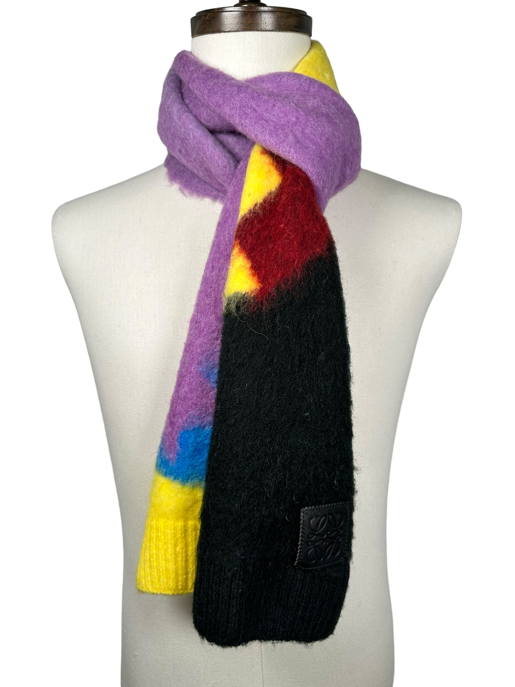 LOEWE MULTICOLORED INTARSIA PATTERN SCARF