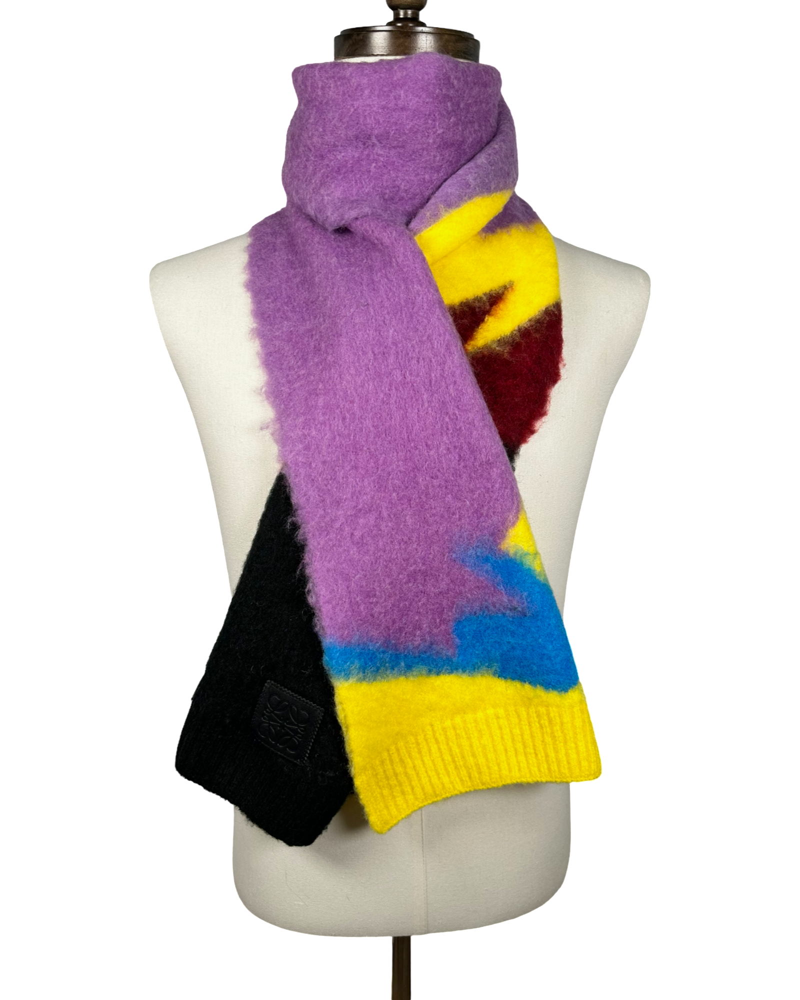 Loewe Multicolored Intarsia Pattern Scarf