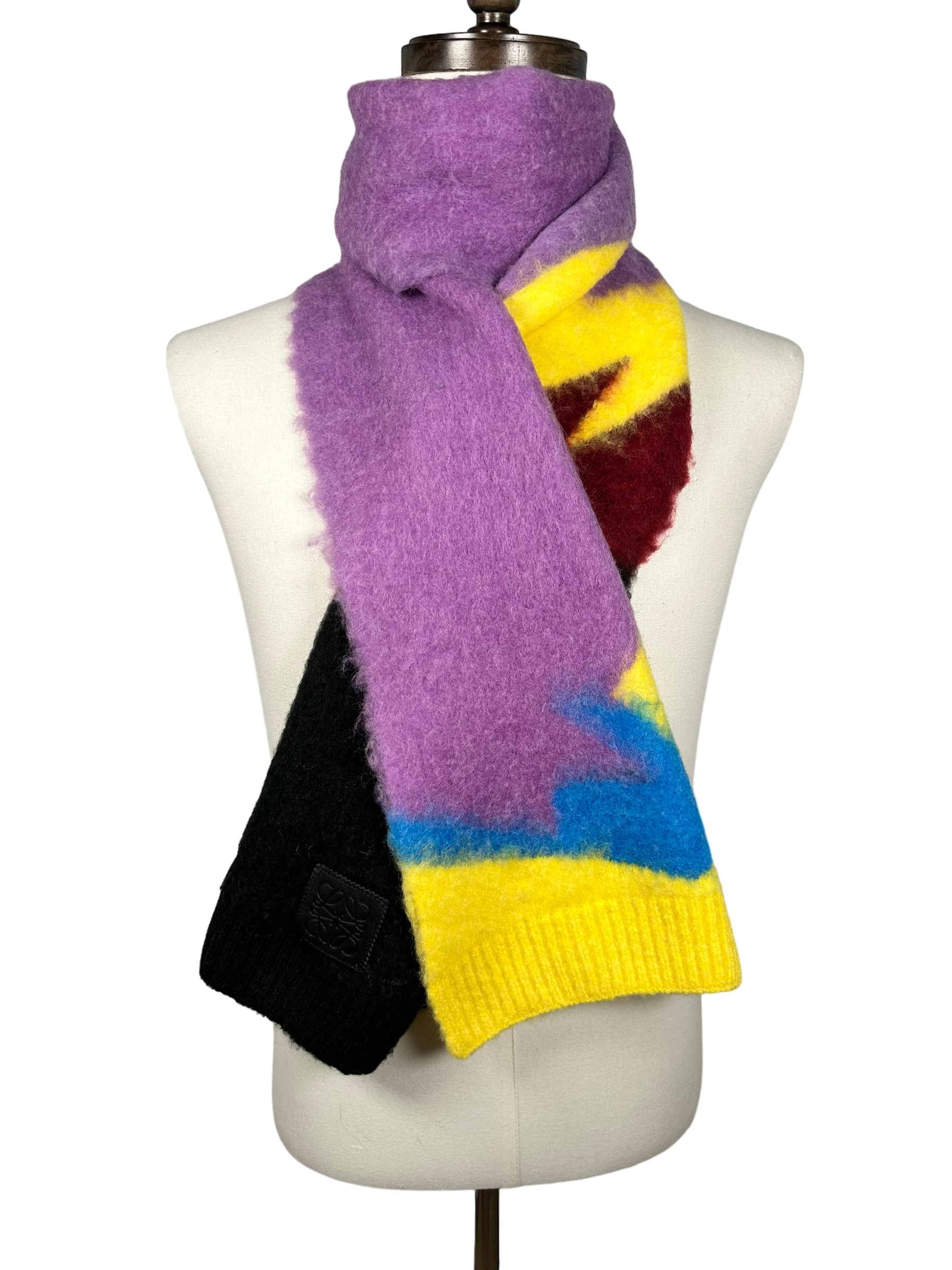 LOEWE MULTICOLORED INTARSIA PATTERN SCARF