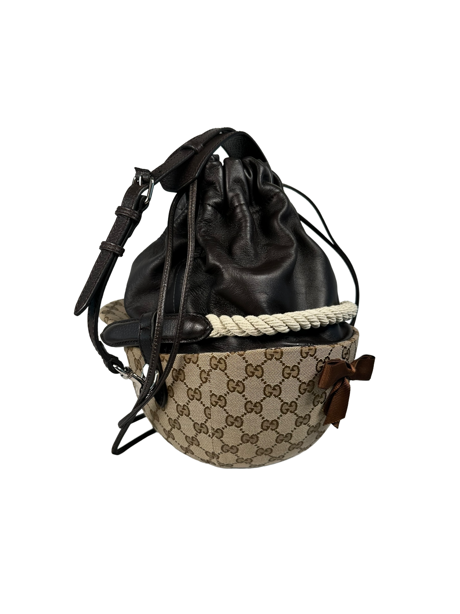 Gucci Brown Equestrian GG Top Handle Bag