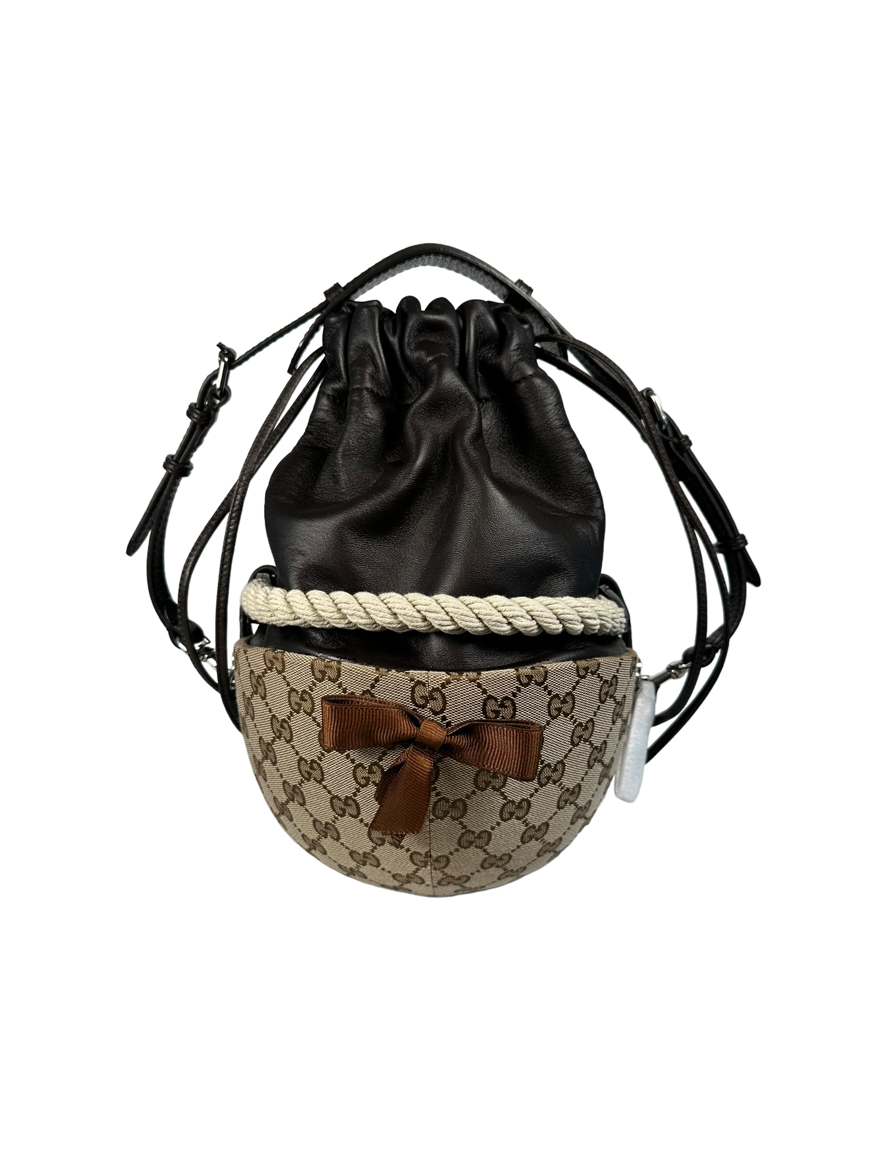 Gucci Brown Equestrian GG Top Handle Bag