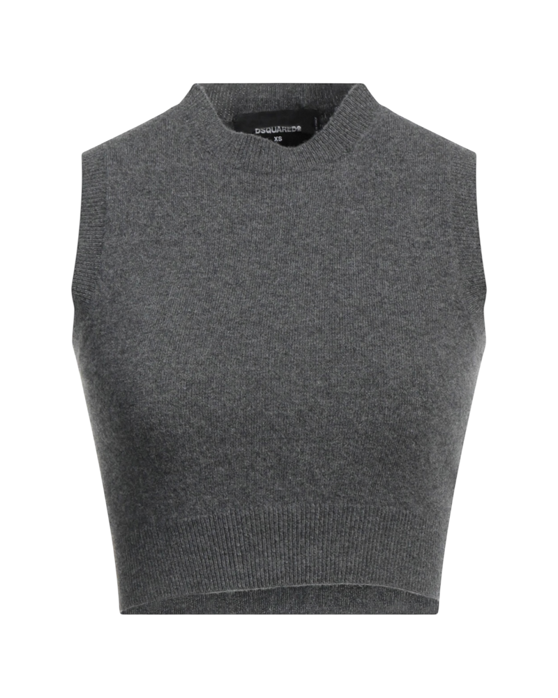 Dsquared2 Wool-Cashmere Cropped Top in Grey