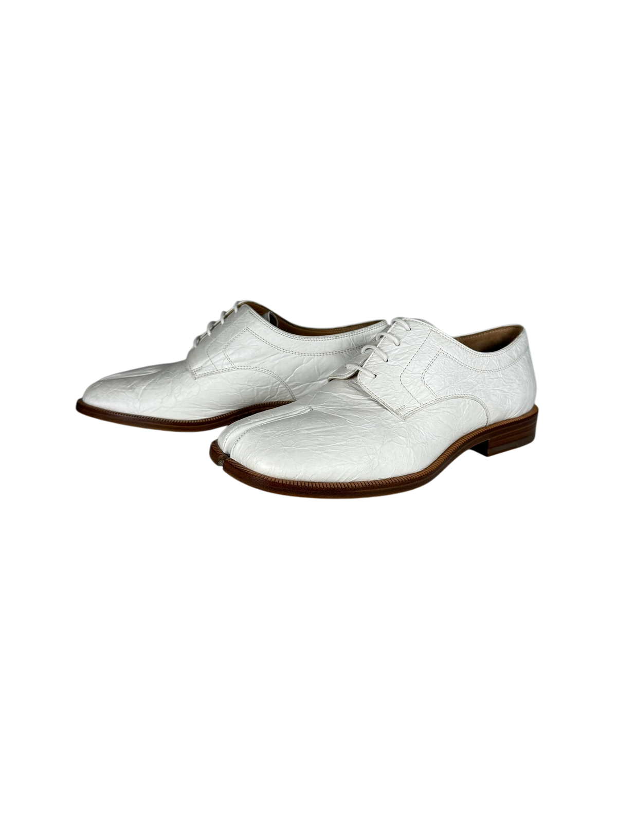 Maison Margiela Crinkle Leather Tabi Loafers in White