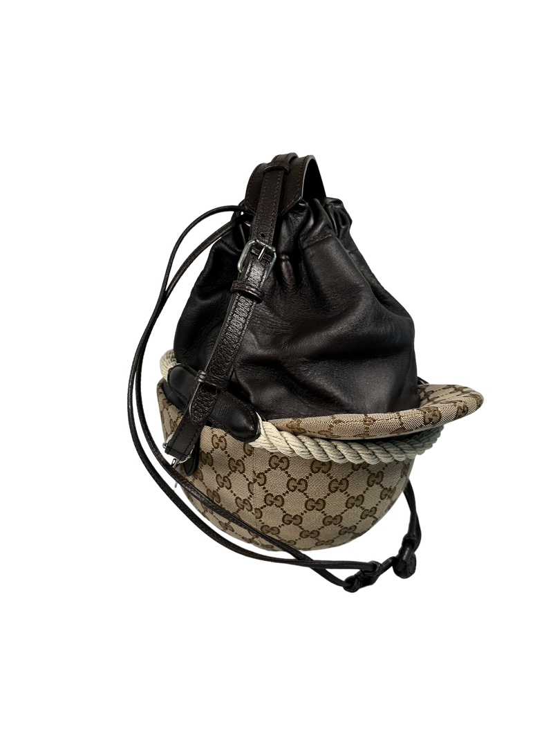 Gucci Brown Equestrian GG Top Handle Bag