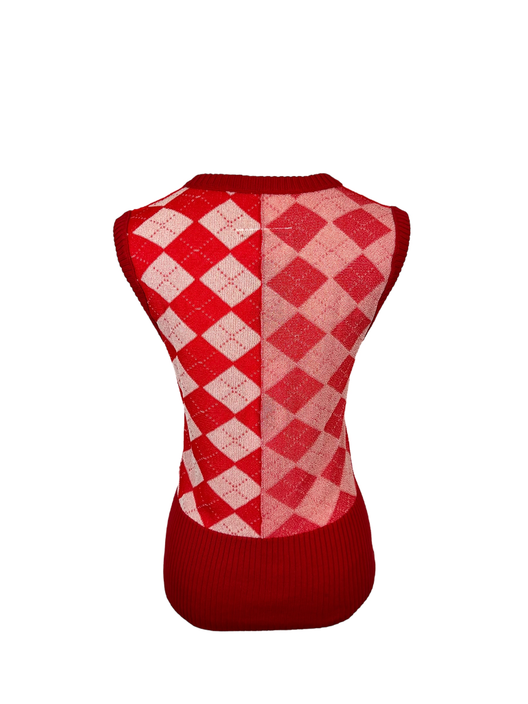 MM6 Maison Margiela Assymetric Red Argyle Unisex Tank