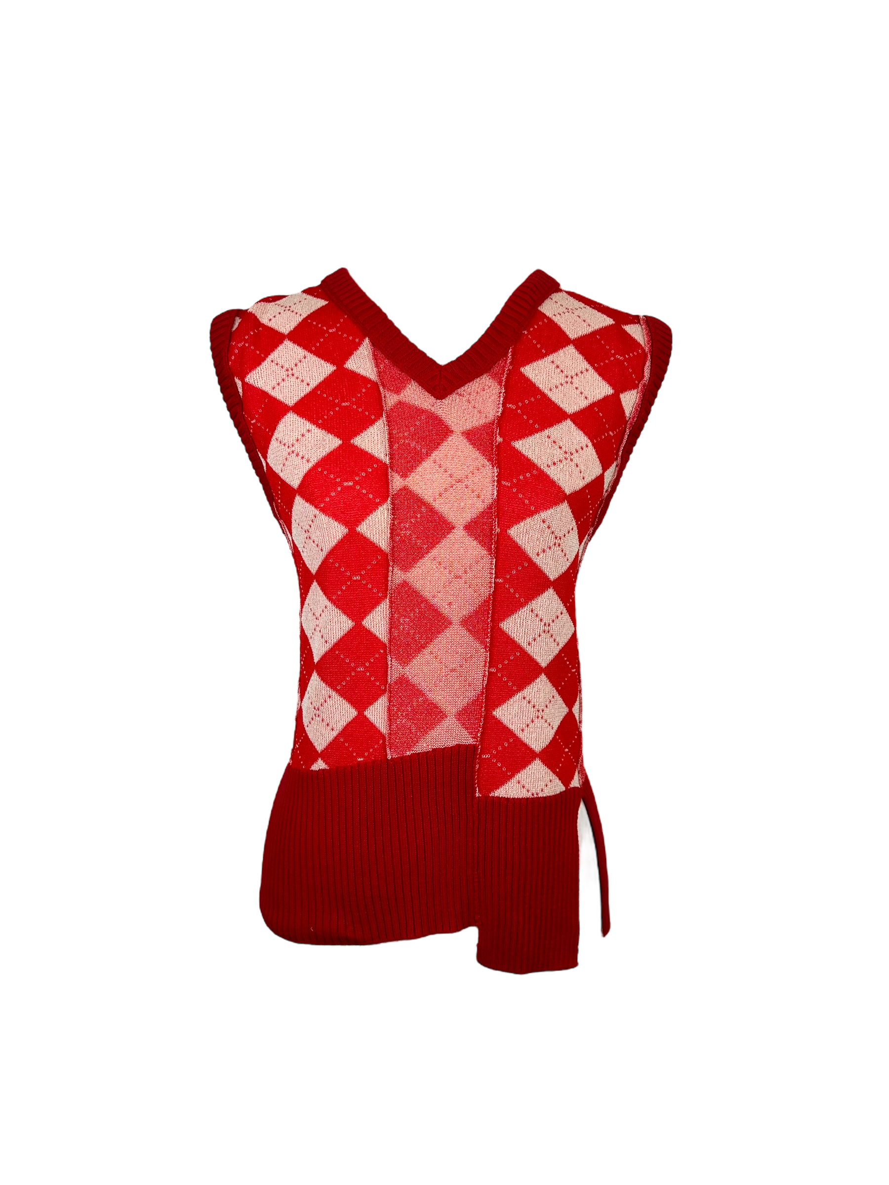 MM6 Maison Margiela Assymetric Red Argyle Unisex Tank